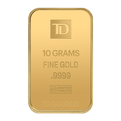 A picture of a 10 gram TD Gold Bar